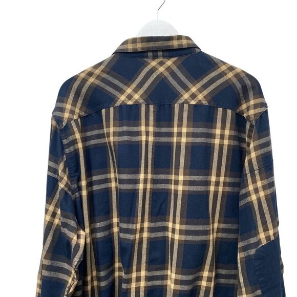 Wrangler ATG™ Men's Plaid Shirt XXL Blue Brown Plaid Button Up Elbow Patch - Picture 3 of 15